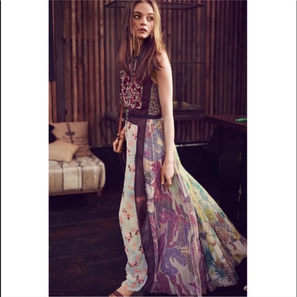 NEW Byron Lars Wilderflora Patchwork Maxi Dress 4 - Picture 3 of 8